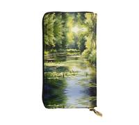 Water Lilies in the Pond Portefeuille en cuir avec compartiment à fermeture éclair grande capacité, bon cadeau pour les amis, pochette de 19,1 x 10,4 cm de long, noir, taille unique, Noir , Taille