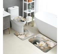 Water Lily Lot de 3 tapis de salle de bain élégants, absorbants, antidérapants, lavables en forme de U, en flanelle printanière, à séchage rapide