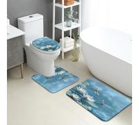 Water Lily Lot de 3 tapis de salle de bain en flanelle, absorbants, antidérapants, lavables en forme de U, à séchage rapide