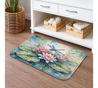 Water Lily Tapis de bain à séchage rapide, art floral botanique, absorbant, antidérapant, lavable en flanelle, pour salle de bain, toilettes, toilettes, 50,8 x 81,3 cm