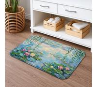 Water Lily Tapis de bain à séchage rapide, style impressionniste, floral, absorbant, antidérapant, lavable, pour salle de bain, toilettes, toilettes, 40,6 x 61 cm