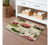 Water Lily Tapis de bain vintage à séchage rapide, absorbant, antidérapant, décoratif en flanelle, lavable pour salle de bain, toilettes, toilettes, 50,8 x 81,3 cm