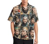 Water Margin Heroes Chemise à manches courtes avec poche pour homme Décontractée légère boutonnée Haut d'été, Style :, Taille S