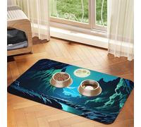 Water Moon Cave Tapis d'alimentation en similicuir absorbant l'eau pour animal domestique 30 x 45 cm antidérapant durable pour gamelles de chat et chien