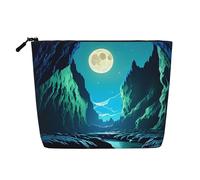 Water Moon Cave Trousse de maquillage imitation chanvre Grande capacité Organiseur de voyage pour voyage d'affaires et usage quotidien