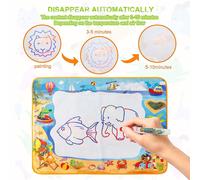 Water Painting Doodle Mat 100 X 70cm, Stencils And Shapes, Learning Water Draining Mat for Kids, Extra-large Color Mat, 25-piece Doodle Set