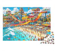 Water Park 1000 Pièce Puzzle Recycled Vibrant Art Senior Puzzles Party Accessoires de Jeu Développement de l'Intelligence des Garçons et Filles Éducatif Fun 70x50cm/1000pcs