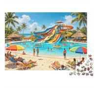 Water Park Puzzle 1000 Pièces Recyclable Paper Summer Fun Adult Jigsaws Accessoires de Jeu de Soirée Développe l’Intelligence des Enfants Educational 52x38cm/1000pcs
