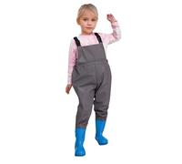 Water Poitrine Waders Chest Waders Kids Demi-Corps Wader Pantalon De Pêche Imperméable Pantalon Élastique Réglables Équipement Pour Garçons Et Filles Unisexe Pour La Pêche (Grey, 13-14 Years)