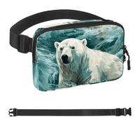 Water Polar Bear-1609 Sac banane à bandoulière pour homme et femme, sac de ceinture pour voyage, marche, course, randonnée, cyclisme, multicolore, 4 x 23 x 15 cm, multicolore, 1.5x9.0x5.9in/4x23x15cm