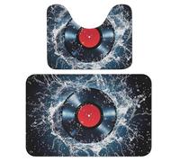 Water Record Lot de 2 tapis de bain absorbants en vinyle avec contour antidérapant et tapis contour WC