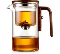 Water Separation Glass Teapot With Wooden Handle - 2024 New Witchcraft Teapot, Magic Teapot with Infuser, Glass Teapot with Strainer (520ML)