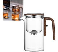 Water Separation Glass Teapot with Wooden Handle, Press Control Magical Teapot Glass, Magnetic Filter Teapot with Dual Infusers, 2 in 1 Enchantipot Magic Pot for Loose Tea Witchcraft Teapot (01,500ml)