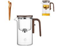 Water Separation Glass Teapot with Wooden Handle, Press Control Witchcraft Teapot, Magic Teapot, Magical Teapot Glass, Magical Teapot with Infuser (700ml)