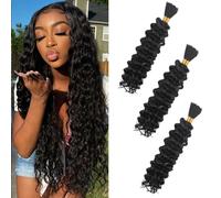 Water Wave Bulk for Braiding 16inch 300g With 6 Bundles Deep Wave Bulk Hair for Boho Braids No Weft Curly Wavy Synthetic Bohemian Braiding Hair Extensions for Women (1B, 16inch(50g/Bundle x6))