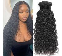 Water Wave Extensions de cheveux humains 12A 100 % cheveux humains brésiliens vierges non traités peuvent être teints humides ou ondulés, couleur noire naturelle (25,4 cm, 30,5 cm, 35,6 cm)