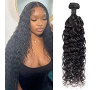Water Wave Extensions de cheveux humains 12A 100 % non traités brésiliens vierges bouclés peuvent être teints humides ou ondulés, couleur noire naturelle (50,8 cm)