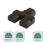 WATERBELINE Adaptateur d'alimentation IEC320 C14 vers 2 x C21 - Double répartiteur - Connecteur d'extension - Convertisseur électrique