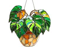 WATERBELINE Attrape-soleil en verre teinté pour suspendre une fenêtre, décoration de plantes vertes artificielles pour femme, maman