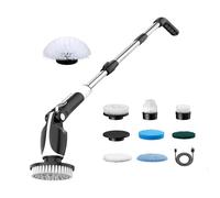 WATERBELINE Brosse rotative double interrupteur avec 8 têtes multifonctions pour carrelage de bain, carrelage, sol, mur, cuisine