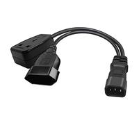 WATERBELINE Câble adaptateur 32 cm 3 broches IEC320-C14 mâle vers UK+EU4.0 mm femelle câble adaptateur répartiteur d'alimentation convertisseur ligne