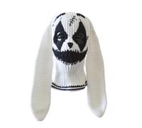 WATERBELINE Cagoule en Tricot avec Longues Oreilles de Lapin,Cagoule d'halloween pour Femmes et Hommes Adultes,Bonnet de Clown Diable Fait à la Main,Chapeau à Capuche en Crochet pour fête
