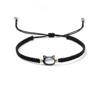 WATERBELINE Chaîne de Poignet,Bracelet de Chat Noir et Blanc Fait à la Main,chaîne de Poignet en Corde tissée,Bracelet à la Mode,Charme Animal Mignon,Bijoux à Main pour Femmes