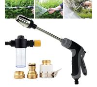 Waterblitz Pressure Washer, Water Blitz High Pressure Water Gun with Accessories for 1/2" Pipe, 360° Rotating, Various Spray Effects, for Car, Floor, Wall Cleaning (Foam Pot+3*Connector)