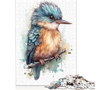 Watercolor Baby Kingfisher Puzzles 1000 Pièces Cadeau Unique Jeu Éducatif Défi Jouet À De Qualité Supérieure Peinture Art pour Adultes Et Enfants 1000pcs (38x26cm)
