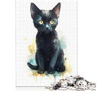 Watercolor Bombay Cat Baby Puzzle 1000 Pieces Cadeau Unique Jeu Éducatif Défi Jouet À De Qualité Supérieure Peinture Art pour Adultes Et Enfants À Partir De 12 Ans 1000pcs (38x26cm)