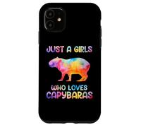 Watercolor Colorful Capybara Just a girl who loves Capybaras Coque pour iPhone 11