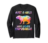 Watercolor Colorful Capybara Just a girl who loves Capybaras Manche Longue