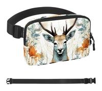 Watercolor Deer-1825 Sac banane à bandoulière pour homme et femme, sac de ceinture pour voyage, marche, course, randonnée, cyclisme, multicolore, 4 x 23 x 15 cm, multicolore, 1.5x9.0x5.9in/4x23x15cm