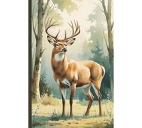 Watercolor Deer Blank Journal - 6x9, 120 College Ruled Pages with Header | Woodland Creatures Collection | Unique Composition Book for Nature Lovers