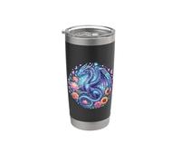 Watercolor Dragon Flowers Beautiful Art Colorful Graphic Gobelet isotherme en acier inoxydable double paroi