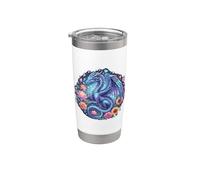 Watercolor Dragon Flowers Beautiful Art Colorful Graphic Gobelet isotherme en acier inoxydable double paroi
