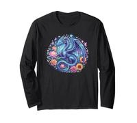 Watercolor Dragon Flowers Beautiful Art Colorful Graphic Manche Longue