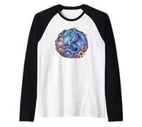 Watercolor Dragon Flowers Beautiful Art Colorful Graphic Manche Raglan
