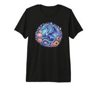 Watercolor Dragon Flowers Beautiful Art Colorful Graphic T-Shirt Haut de Gamme