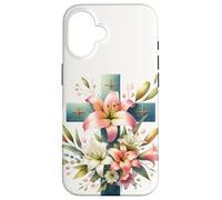 Watercolor Easter Lily Christian Cross Coque pour iPhone 16