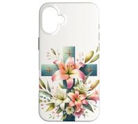 Watercolor Easter Lily Christian Cross Coque pour iPhone 16 Plus