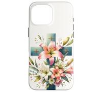 Watercolor Easter Lily Christian Cross Coque pour iPhone 16 Pro Max