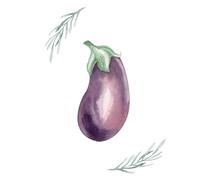 Watercolor Eggplant Garden Recipe Notebook: 8x10 - 120 dot grid pages for journaling