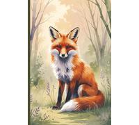 Watercolor Fox 6x9 inch Blank Lined Journal - College Ruled with Header |120 Pages | Woodland Creatures Collection