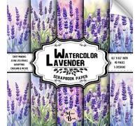 Watercolor Lavender Scrapbook Paper: Double Sided Sheets | Floral Theme for Collage, Decoupage, Wrapping, and Various DIY Craft Projects | 8.5" x 8.5" (21.59 x 21.59 cm)