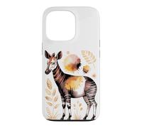 Watercolor Okapi Forest Giraffe Zoo Animal Art Coque pour iPhone 13 Pro