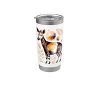 Watercolor Okapi Forest Giraffe Zoo Animal Art Gobelet isotherme en acier inoxydable double paroi