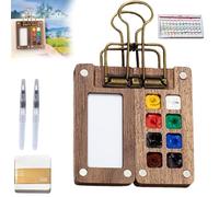 Watercolor Paint Sets with 24 Color Paints, Mini Travel Water Color SetWatercolor Kit, Pocket Artist Watercolor Set, Wooden Grid Paint Box for Painters Artists Students (Wooden 8set)