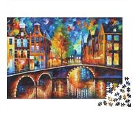 Watercolor Painting 1000 Piece Jigsaw Puzzle Recyclable Papier European Scenery Senior Puzzles Fête Jeu Accessoires Idée de Cadeau Parfaite for Femmes and Hommes Both 52x38cm/1000pcs