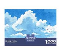 Watercolor Painting of Blue Cloudscpe 1000 Pcs Carton Extra-épais Coffret De Puzzles Blue Sky White Clouds Stimulant Et Éducatif Jeu Créatif Puzzles pour Adultes Et Enfants 38x26cm/1000pcs